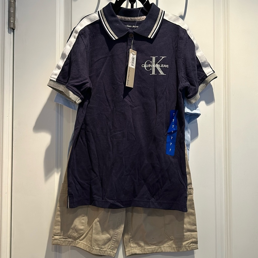New Calvin Klein Jeans Boys 3 pieces shirts and short set.